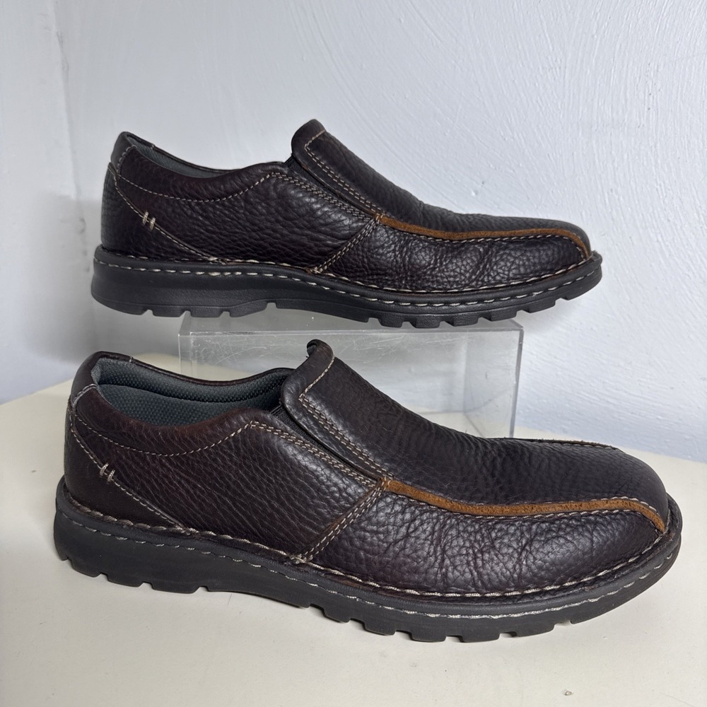 Clarks Men's Shoes Vanek Step Slip-on Loafers Brown Leather Size 10 M